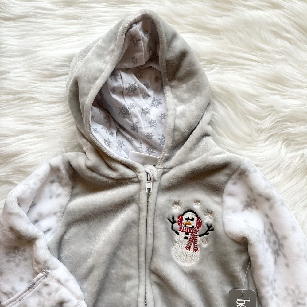 NWT Baby Mack Footed Bunting Snowsuit, Hooded, Snowman & Snowflakes, Soft, 6-9Mo
